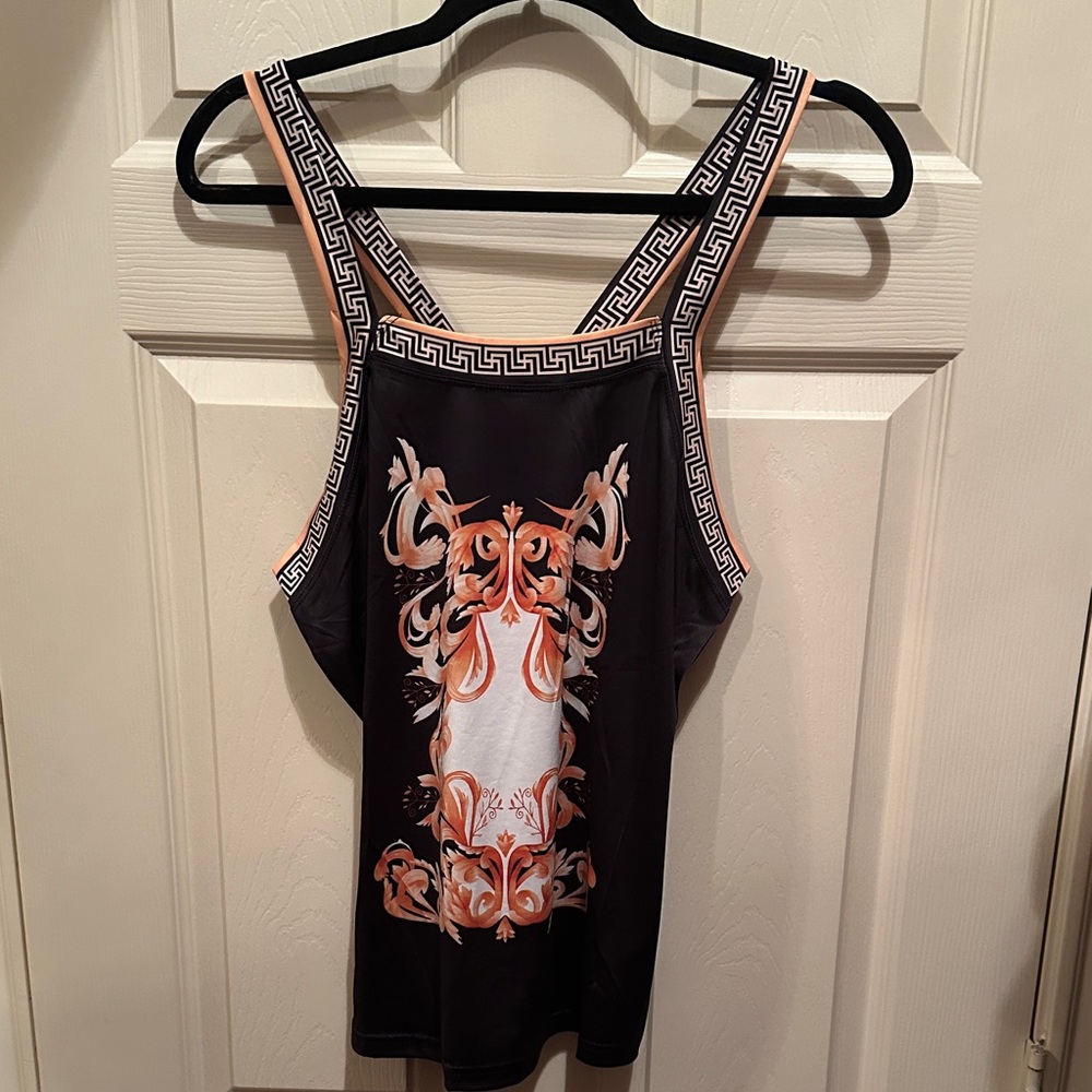 Chic Black and Orange Women's Tank Top